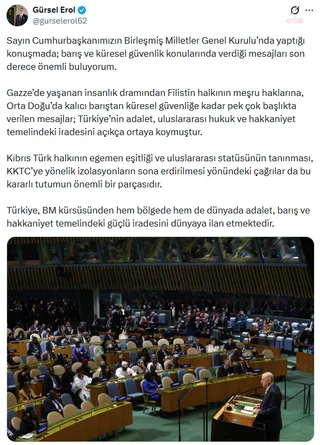 Gürsel Erol, Erdoğan'ın BM konuşmasını önemsedi — fotoğraf 2