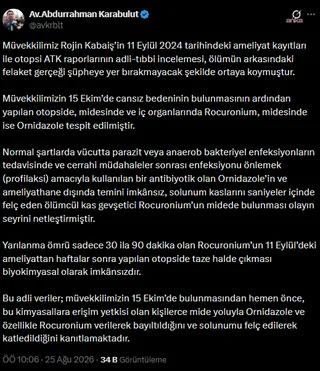 Avukat Karabulut: Kabaiş’in kimyasallarla öldürüldüğünü savundu — fotoğraf 2