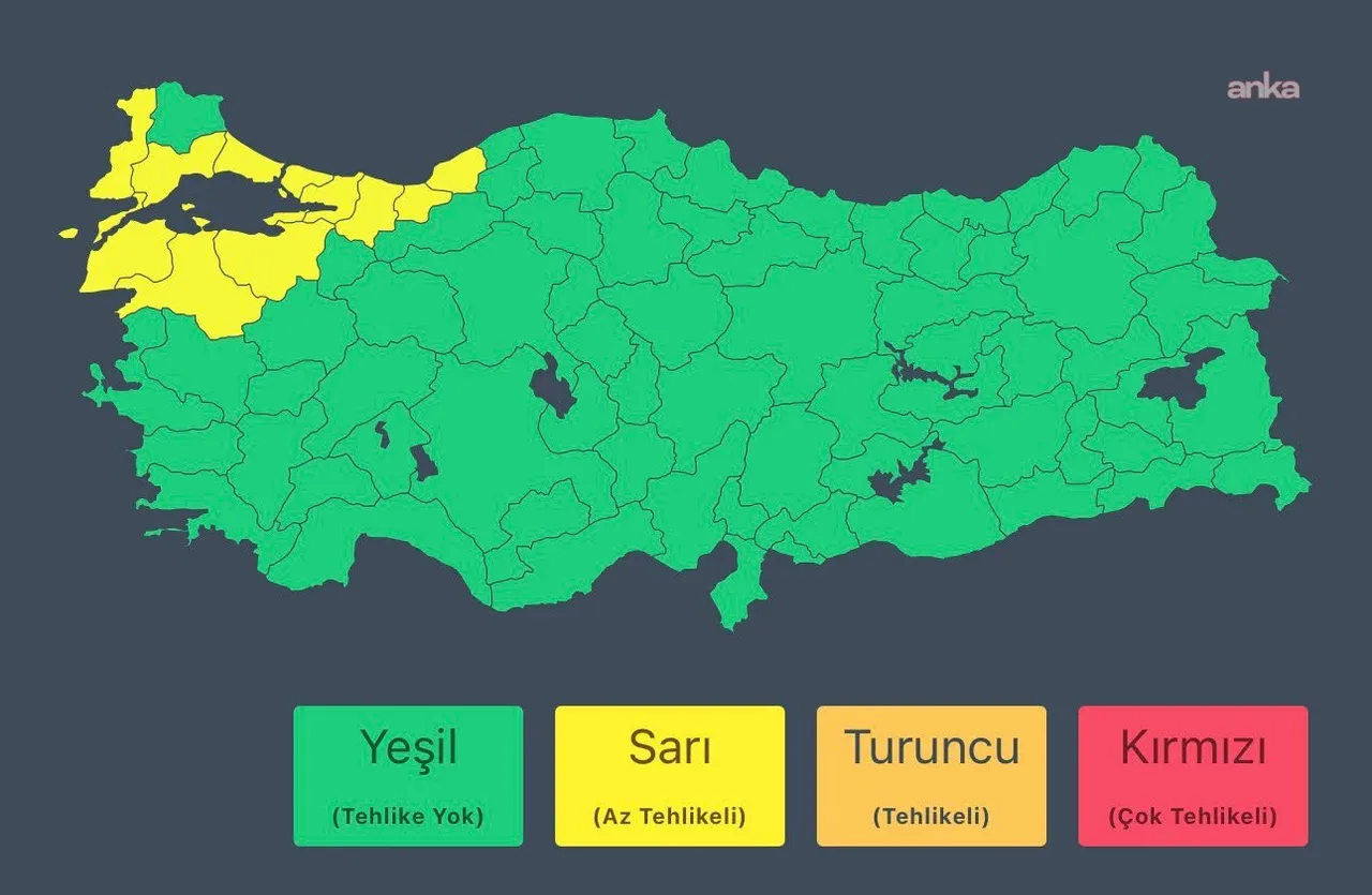 İçişleri Bakanlığı'ndan Marmara ve Batı Karadeniz için kuvvetli yağış uyarısı