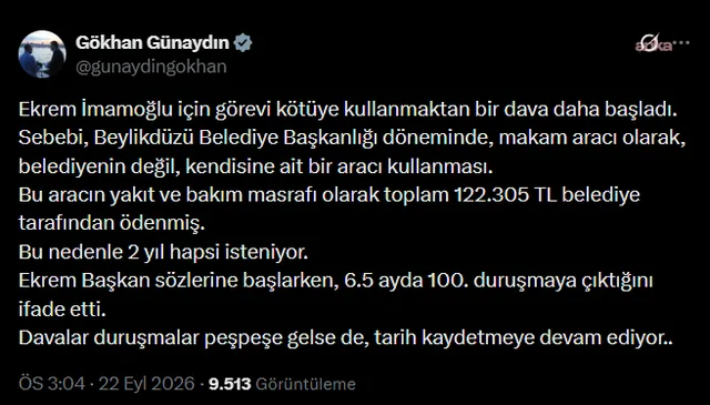 İmamoğlu’nun “makam aracı” davası... Gökhan Günaydın: “Davalar, duruşmalar peş peşe gelse de tarih kaydetmeye devam ediyor” — fotoğraf 2