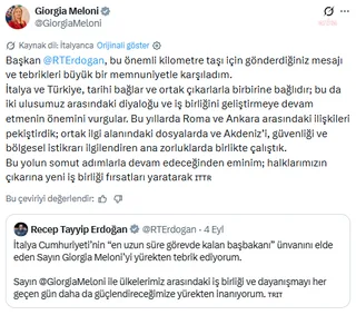 İtalya Başbakanı Giorgia Meloni'den Recep Tayyip Erdoğan'a mesaj — fotoğraf 2