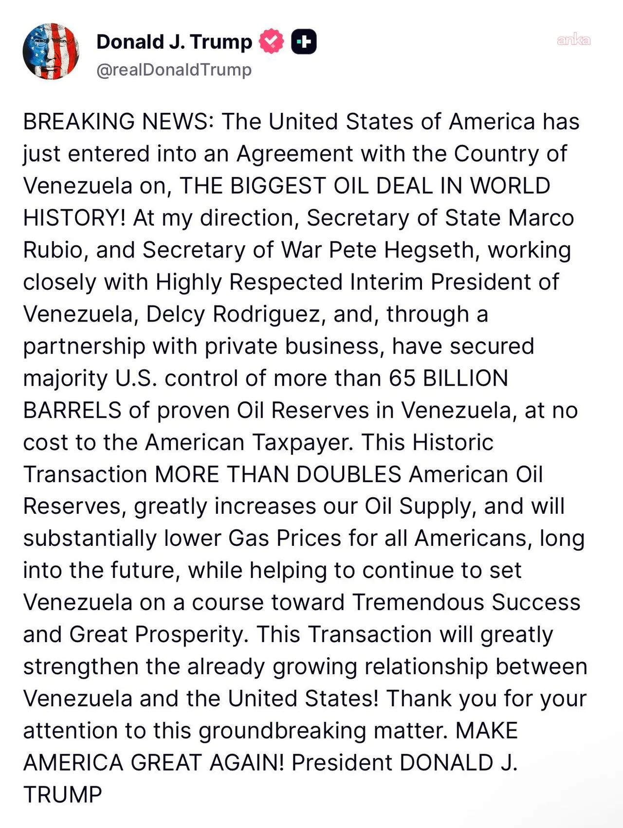 Donald Trump, Venezuela ile petrol anlaşmasını duyurdu: 65 milyar varili aşkın petrolde kontrol ABD’nin olacak — fotoğraf 2