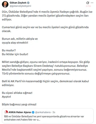 Gökan Zeybek, Üsküdar’daki gözaltılara tepki gösterdi — fotoğraf 2