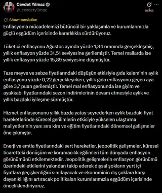 Cevdet Yılmaz'dan kalıcı dezenflasyon hedefi — fotoğraf 2
