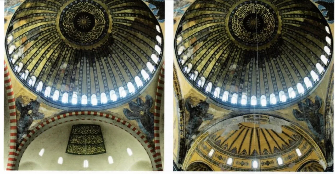 ANA KUBBEDEKİ ÇALIŞMALAR PLANLANAN TAKVİM DOĞRULTUSUNDA SÜRERKEN YAPILAN MODELLEME VE STATİK ANALİZLERLE GÜÇLENDİRME İHTİYACI BELİRLENEN DOĞU YARIM KUBBEDE DE UYGULAMALAR BAŞLAYACAK.