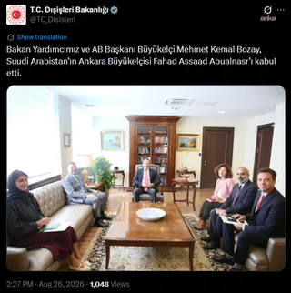 Bakan Yardımcısı Bozay, Suudi Arabistan'ın Ankara Büyükelçisi Abualnasr'ı kabul etti — fotoğraf 2