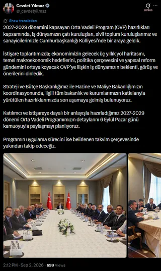 Cevdet Yılmaz, OVP detaylarını 6 Eylül'de paylaşmayı planlıyor — fotoğraf 3
