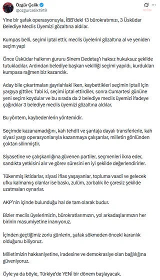 Özgür Çelik'ten Üsküdar'da seçim öncesinde yapılan gözaltılara tepki: "Bu yöntem, kaybedenlerin yöntemidir" — fotoğraf 2