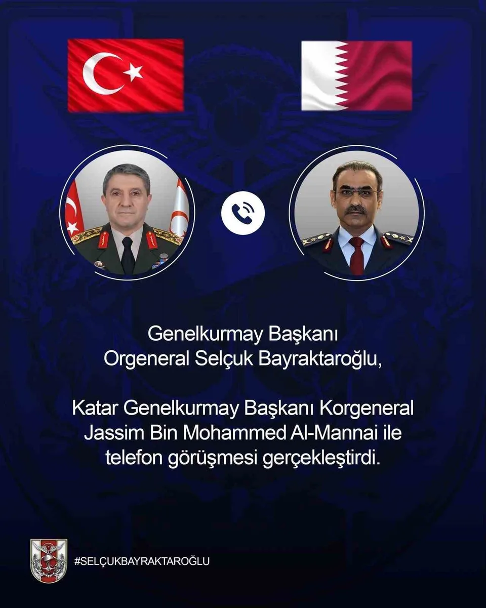 GENELKURMAY BAŞKANI ORGENERAL SELÇUK BAYRAKTAROĞLU, KATAR GENELKURMAY BAŞKANI KORGENERAL JASSİM BİN MOHAMMED AL-MANNAİ İLE TELEFONDA GÖRÜŞTÜ
